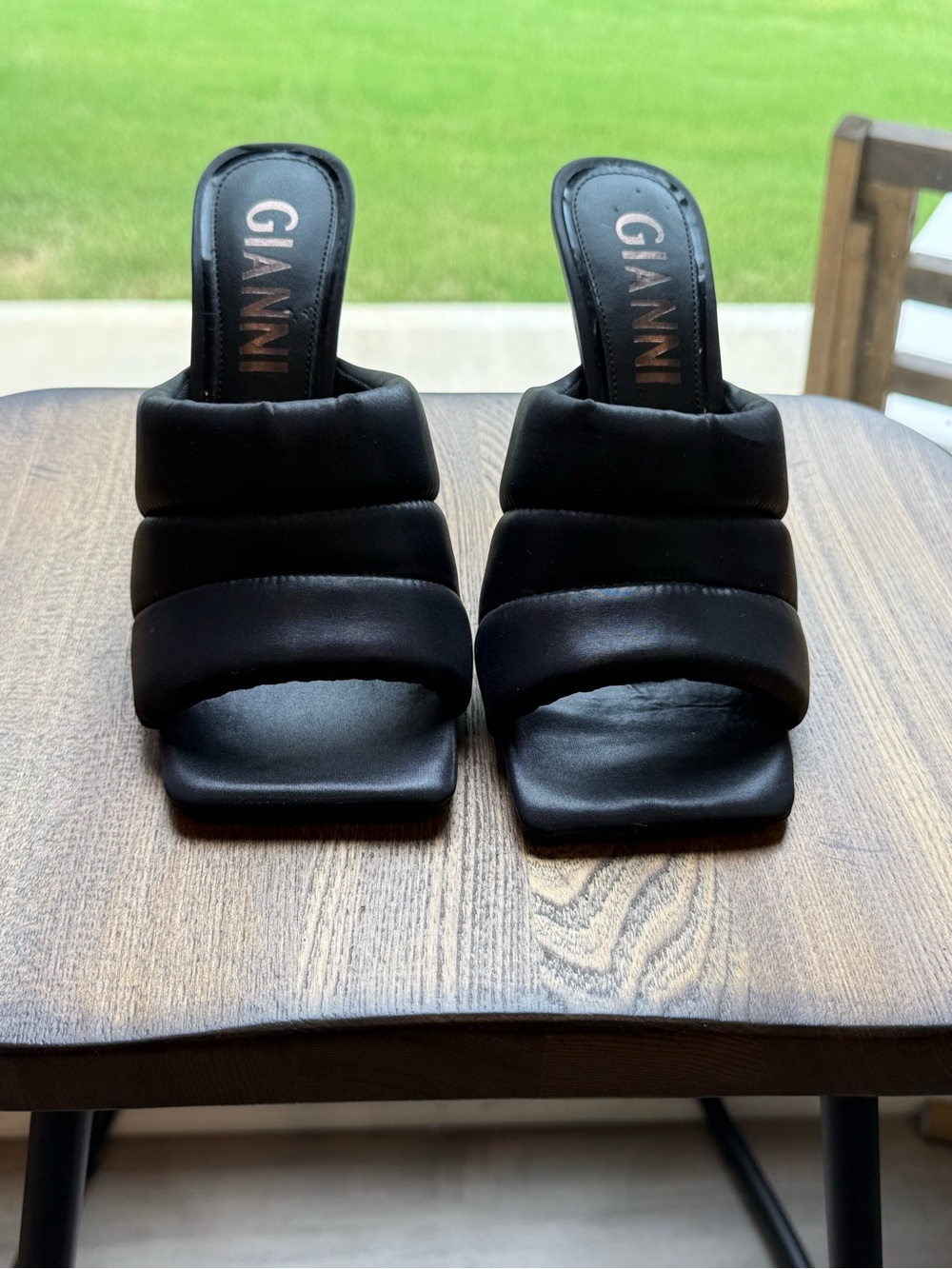 Gianni Bini Black Quilted Slide Mules
